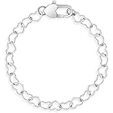 925 Sterling Silver Heart Link Chain Bracelet For Toddlers and Little Girls 5"-6" - Children's Heart Shaped Jewelry - Plain Chain Link Bracelet For Toddler Girls