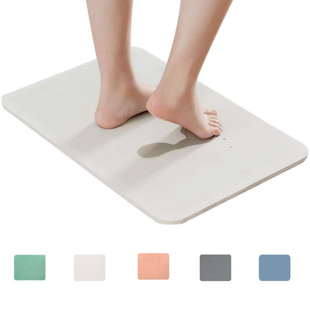 Marbrasse Bath Mat, Absorbent Diatomaceous Earth, Japanese Design, Nonslip Bathroom Floor Mats