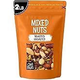 Oh! Nuts Mixed Nuts Unsalted - Roasted - Assorted Nuts Bulk - No Salt 2 lb | Mixed Nuts Unsalted - Unsalted Mixed Nuts - Nuts Mix - Mix Nuts - Cashews, Walnuts, Hazelnuts, Almonds - Fresh Zip-Seal Bag
