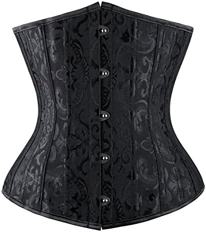 YISABELL Women's Double Heavy Spiral Steel Boned Underbust Waist Cincher Corset Lingerie (L（US SIZE 8-10）, Black 8)