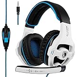 [Latest Version Xbox one Gaming Headset] SADES SA810 Over Ear Stereo Gaming Headset with Mic Bass Volume Control for Xbox One PS4 PC PC Laptop [White &amp; Black]