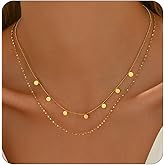 Kyazeo Dainty Layered Necklaces for Women 18K Gold Plated Tiny Cross Choker Necklace Coin Star Charm Pendant Necklace Trendy Jewelry