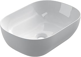 STARBATH PLUS Lavabo De Cerámica Sobre Encimera Forma Ovalo 46 x 33 x 13 cm Blanco Brillo SFMIN-OVAL 