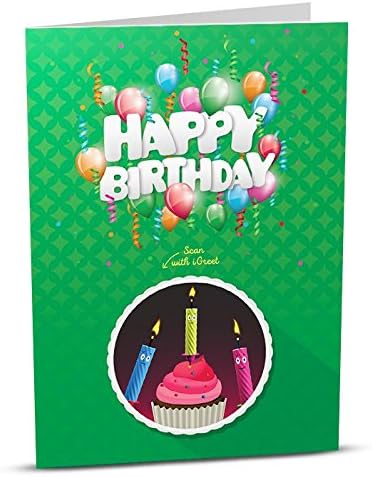 iGreet Augmented Reality Greeting Card: Happy Birthday, Green