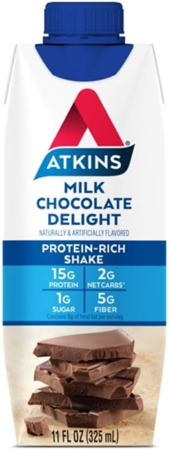 Atkins Milk Chocolate Delight Protein-Rich Shake. Rich and Creamy with High-Quality Protein. Keto-Friendly and Gluten Free. Value Pack. (8 Shakes): Health & Personal Care