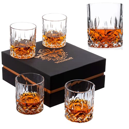 𝗟𝗨𝗫𝗨𝗥𝗬 Crystal Whiskey Glasses Set of 4 Rocks Glasses in SatinLined
