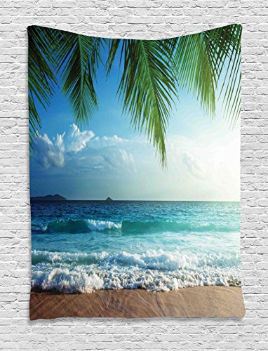 Ambesonne Ocean Tapestry, Palms Tropical Island Beach Seashore Water