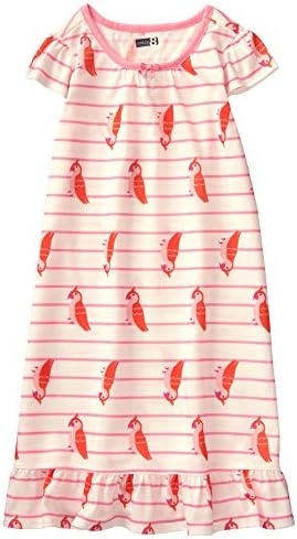 Crazy 8 Little Girls' Cap Sleeve Ruffle Hem Sleep Gown, Bird Stripe, S