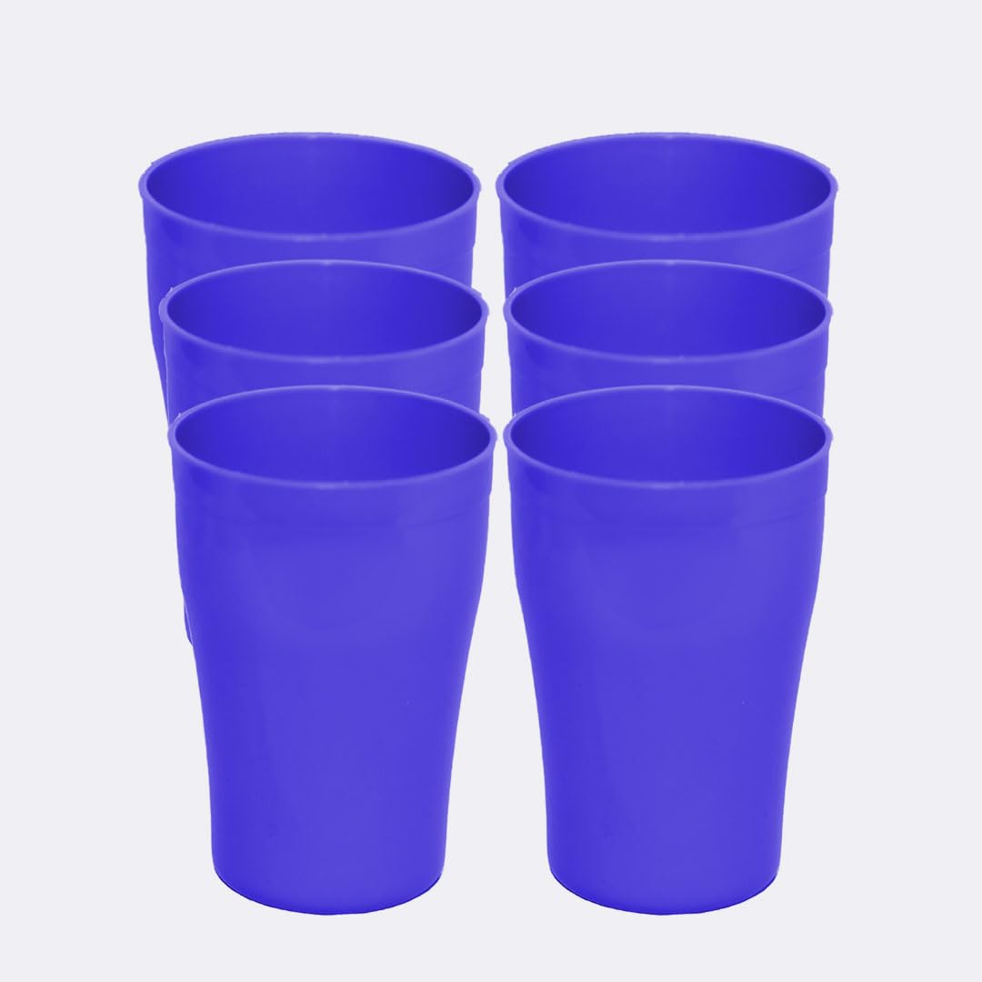 ECO 6 Pack Hard 420ml Plastic Cups Reusable | Stackable Plastic Tumblers for Parties | Purple Toddler Cup for Everyday Use | Unbreakable Kids Cups for Outdoor Picnics & BBQ (420 ml) (Purple)