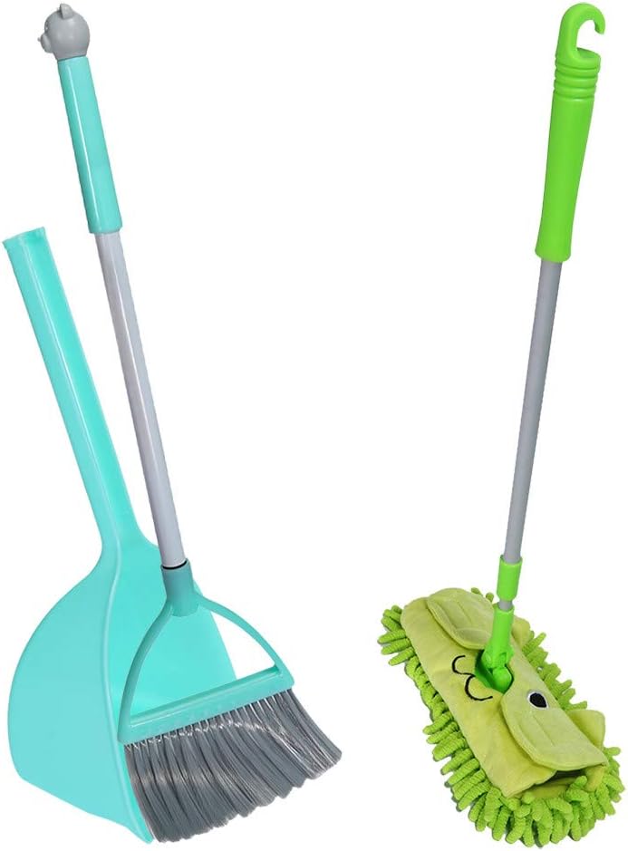 Pjjfmcbom Kids Toy Cleaning Set, 3PCS Housekeeping Broom Mini Brush & Mini Shovel Dustpan Children Toy Cleaning Supplies Tools That Fit Into Kid's Hands (3PC Cleaning Set, As Shown)
