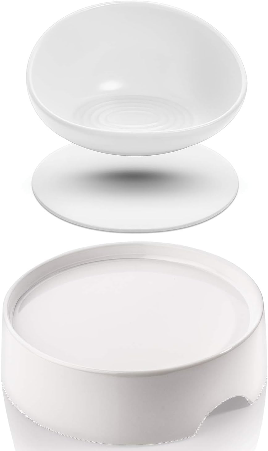 CatGuru Food Table and Ceramic Bowl Bundle