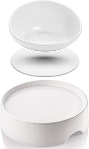 CatGuru Food Table and Ceramic Bowl Bundle