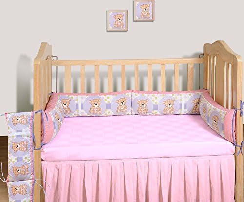 Yuga 100% Cotton Teddy Printed 4 Sided Cot Bumper Wrap Around Baby's Safe Bed
