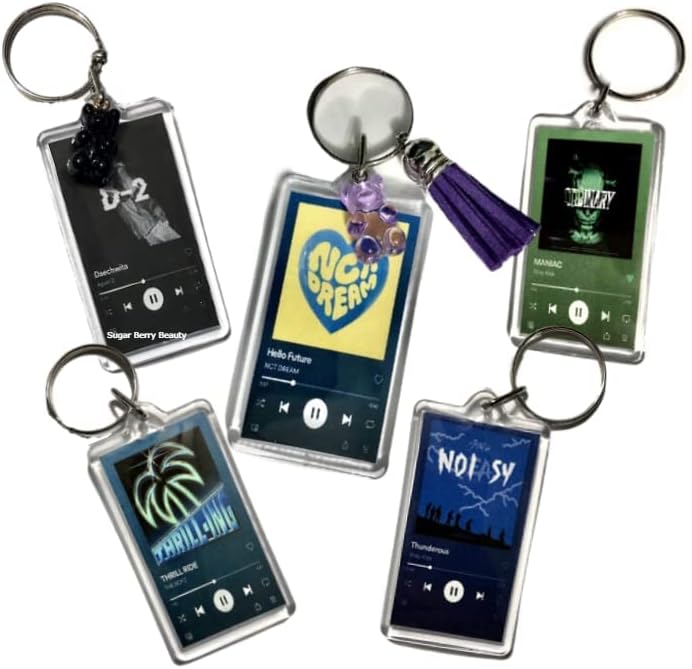Mixed Media - Spotify Song Album Keychain | CUSTOM | Key chain + Add Charm | TWICE | EXO | TXT | ENHYPEN | ASTRO | STRAY KIDS | Victon | Baekhyun | Aespa | Ateez | Seventeen
