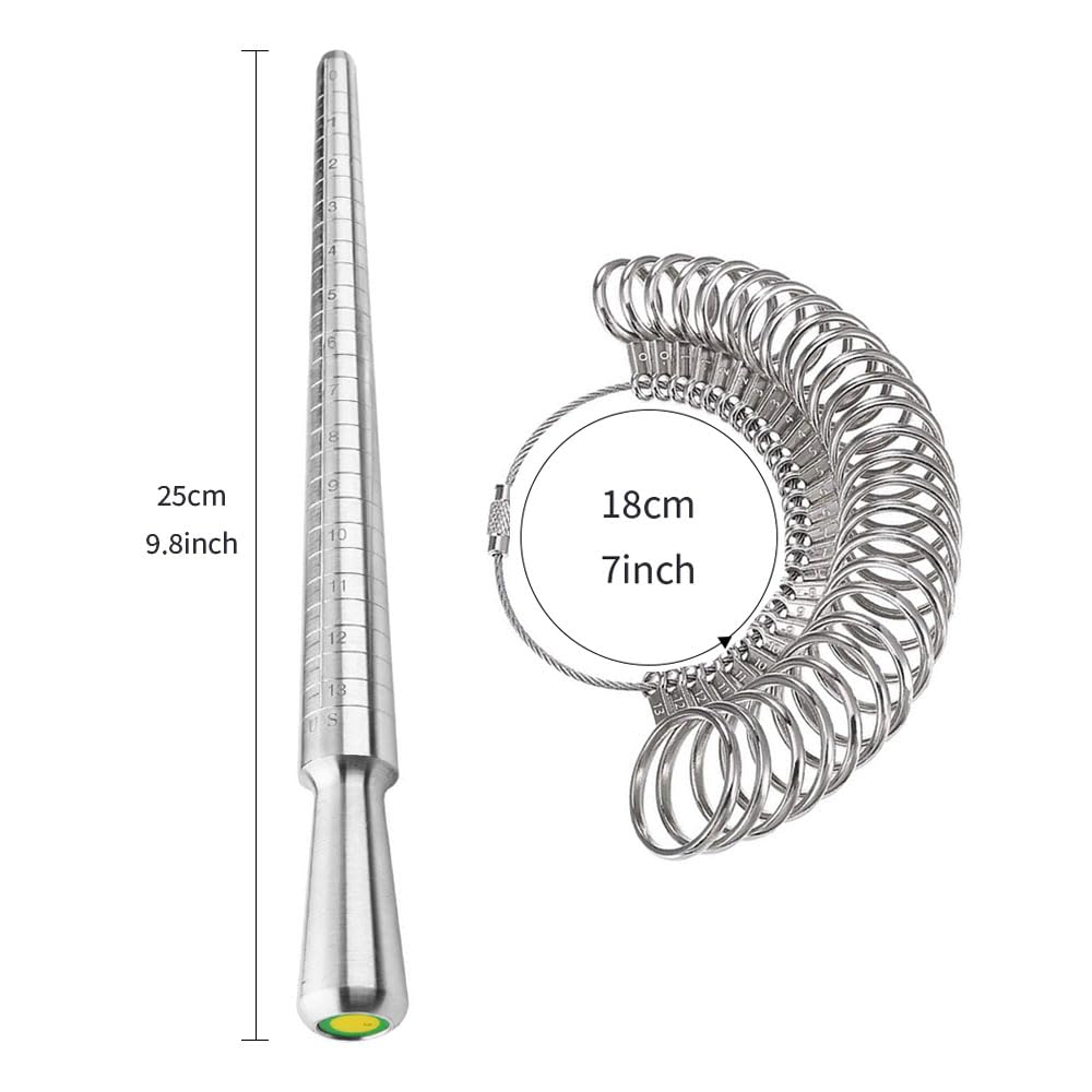 Ring Sizer Measuring Tool Metal Ring Mandrel Ring Measurer and Ring Sizer Women Men Ring Sizing Kit Finger Ring Size Measure Jewelry Measurement