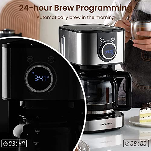 REDMOND Programmable Coffee Maker, 10 Cup Drip Coffee Machine Stainless