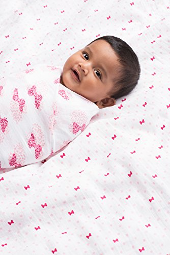 aden by aden + anais Disney Swaddle Baby Blanket, 100% Cotton Muslin, 44 X 44 inch, 4 Pack, Minnie Mouse