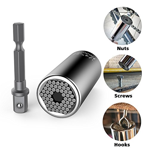 Christmas Gifts for Men,Universal Socket Wrench (7-19mm),Multi-Function Grip,Ratchet Tool Set,Power Drill Adapter,Tools Gifts for Dad,Father,Men,Him,Husband,Boyfriend,DIY Handyman,Women,Birthday Gift