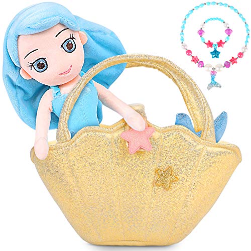 Tacobear Meerjungfrau Kuscheltier Meerjungfrau Plüsch Spielzeug mit Meerjungfrau Puppe Muschel Tasche Halskette Armband…