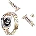 Handgear Band Compatible with Apple Watch, Handmade Classy Bling Crystal Rhinestone Diamond Bracelet Strap Replacement Band Series 7 6 5 4 3 2 1 Se (BD Gold, 38mm/40mm/41mm)