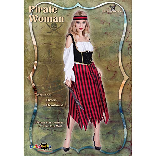 EraSpooky-Pirata-Donna-Adulto-Costume-Bucaniere-a-Righe-Caraibi-Vestito