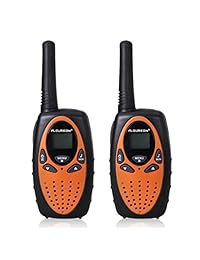 Radios de 2 vías Walkie Talkies para niños de Floureon 22 canales 3KM (1.9MI) Interphone Auto Scan con pantalla LCD retroiluminada (naranja)