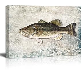Green Largemouth Bass Fish Illustration on a Textured Background