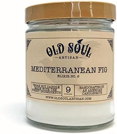 Mediterranean Fig and Jasmine Scented Soy Candle - Hand poured - 9 oz - Vegan