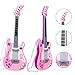 M SANMERSEN Guitar for Kids, Kids Guitar Toys with Strap/ Vibrant Sounds/ Colorful Lights Musical Instruments Toy for Girls No String (Pink)