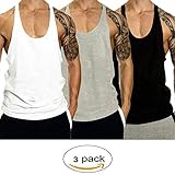 InleaderStyle Men Gym Bodybuilding Blank Stringer Cotton Tank Top Vest(1/3 Pack)