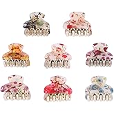 Floral Hair Clips for Women and Girls 8Pcs Small Acrylic Claw Clips Teeth Ponytail Holder Hair Accessories