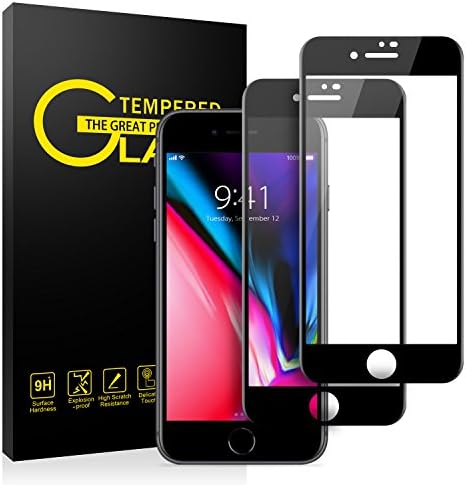 iPhone 8 Plus / 7 Plus Screen Protector, 2 Pack OSSKY 3D Full Coverage Frame Soft Curve Edge Premium HD Shatterproof Tempered Glass For iPhone 8 Plus / 7 Plus Black