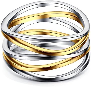 Amofa 18k Gold and White Gold Two Tone Plated Sterling Silver Ring