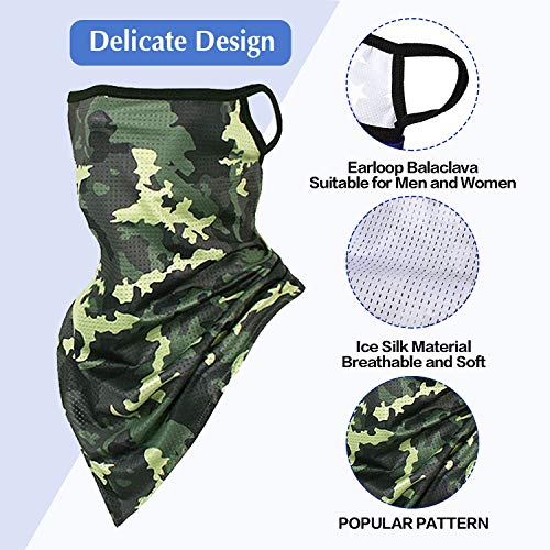 AOGE 3 Pack Elastic face mask Bandana with Ear Loops, Summer face Cover Neck Gaiter Scarf, Unisex Balaclava face mask Reusable Washable