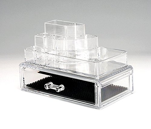 Beauty Acrylic Clear Cosmetic Holder Large 1 Drawer Jewerly Chest or Make up Case Lipstick Liner Brush Holder Organizer 1061