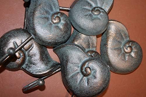 Pack of 16, Antiqued Look Seashell Wall Hooks, Coat Hat Towel Hooks, Bronze Look Cast Iron, 5 1/4" Each, BL-74