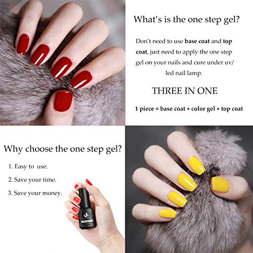 MAGIC ARMOR Black Gel Nail Polish One Step No Need Base and Top Coat Fast Cure UV Gel Polish 10ML - black