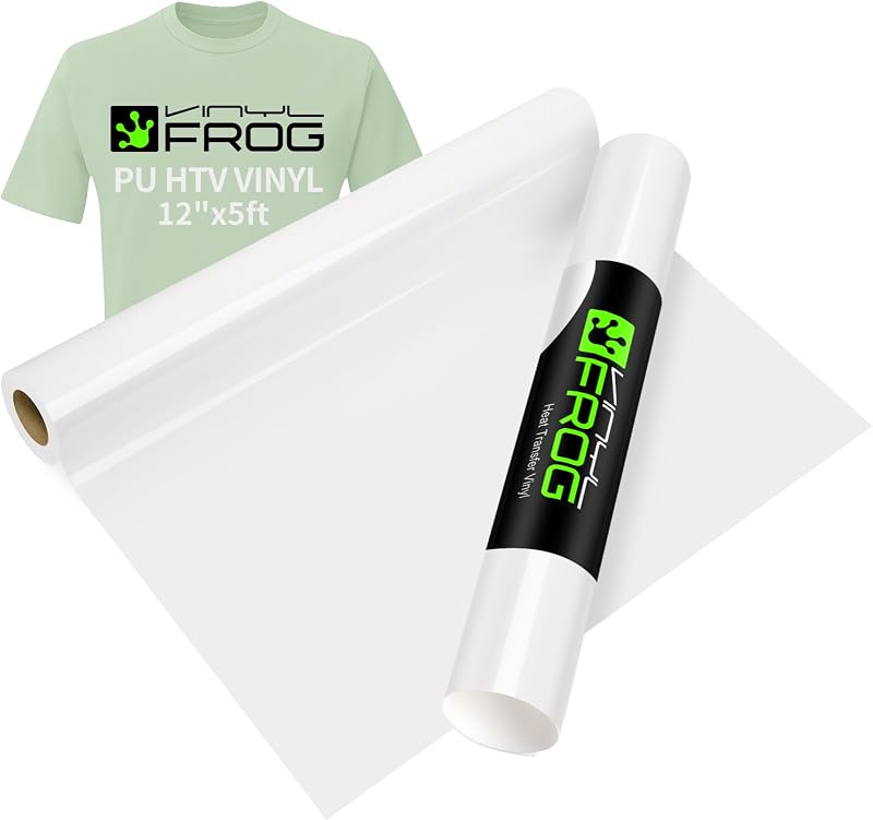 VINYL FROG HTV Roll 30.5x155cm White Heat Transfer Vinyl for T-Shirts