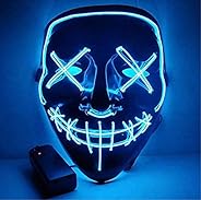 Moonideal Halloween Light Up Mask EL Wire Scary Mask for Halloween Festival Party Sound Induction Twinkling wi