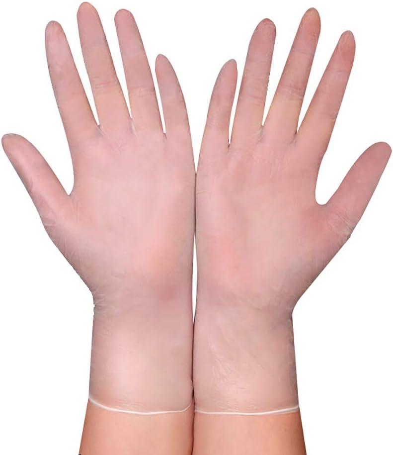 Gudessly Disposable Latex Free Clear Plastic Gloves for Cleaning,Dishwashing,Hair Coloring,Food Handling and Food Service,Rubber Gloves,Powder Free,Smooth Touch (Box of 100),Medium Size