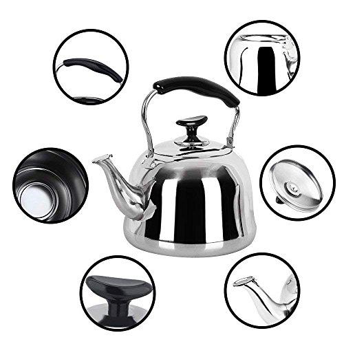 Tea Kettle Stovetop Teapot Stainless Steel Hot Water Kettle Whistling - Mirror Finsh,Folding Handle, Fast To Boil, 2 Liter Whistling Teakettles