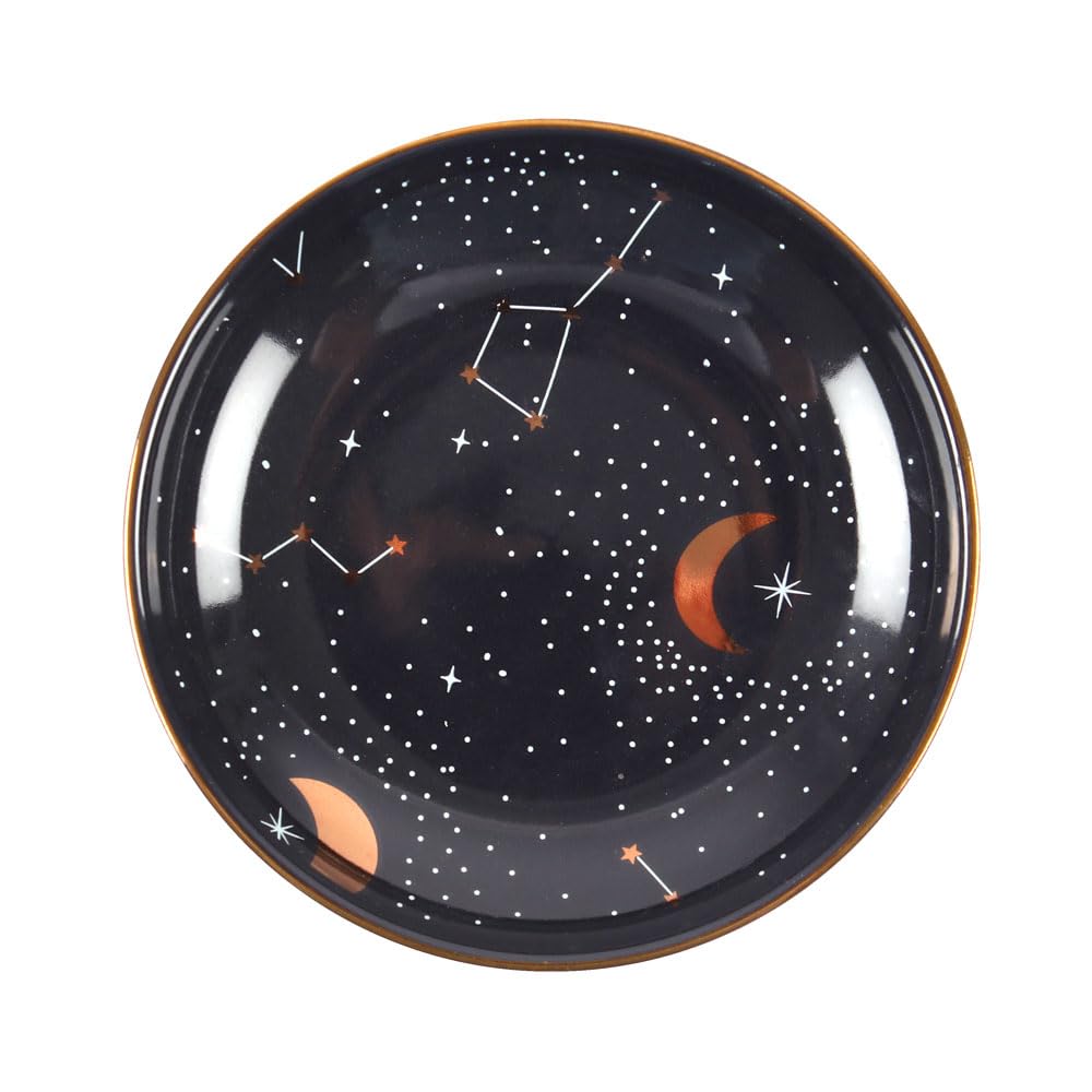 Stunning Ceramic Dark Purple Star Sign Trinket Dish - 2cm x 10.5cm (1 Pc.) - Intergalactic Design with Stars and Constellations, Ideal for Keeping Your Favorite Jewelry and Collectibles