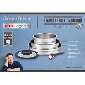 Tefal L9569032, Ingenio, Jamie Oliver, Stainless Steel, Cookware Set, Pans