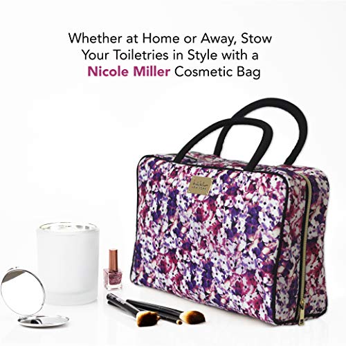 Nicole Miller Makeup Bag, Travel and Toiletry Bag, Large Cosmetic Bag with Zippered, Transparent Pockets and Handles, Foldable Makeup Bag for Home and Travel (Colorful Flower Print with Black Handles) 5 Nicole Miller Makeup Bag, Travel and Toiletry Bag, Large Cosmetic Bag with Zippered, Transparent Pockets and Handles, Foldable Makeup Bag for Home and Travel (Colorful Flower Print with Black Handles)