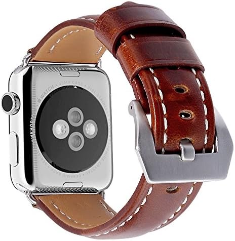 Apple Watch Band 38mm, YQW Genuine Leather iwatch Strap Replacement Band with Stainless Metal Clasp Buckle for Apple Watch Series 2, Series 1, Sport, Edition, Brown