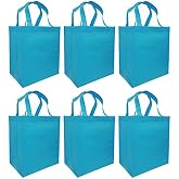 CYMA Reusable Grocery Totes, 6 Pack (Aqua Blue)