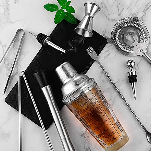 WUHUAROU Edelstahl Cocktail Shaker Sieb Tong Löffel Pourer Jigger Cork 750ml mit Weinregal Cocktail Rezept – Bild 3