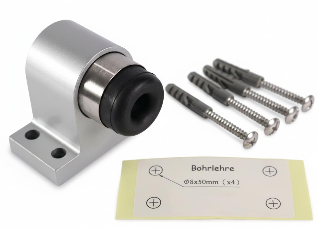 RSW Solid Cast Aluminium Grey Door Stop 83029, Spring Loaded, Includes Mounting Material