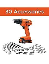 Taladro atornillador LD120VA de Black & Decker, batería de ion de litio, 20 V, 30 accesorios