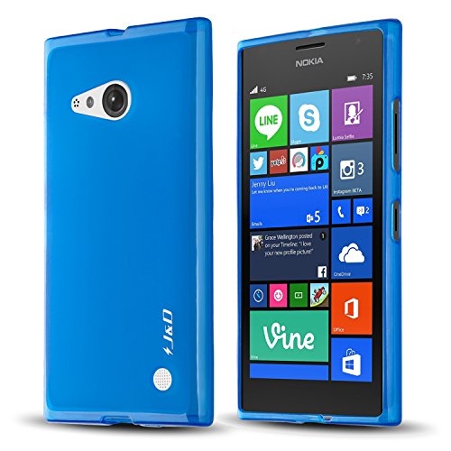 Nokia Lumia 730 / 735 Case, J&D [Drop Protection] Lumia 730 735 Case [Slim Cushion] Protective Shock Absorption Jelly Slim Case for Nokia Lumia 730 735 (Blue)